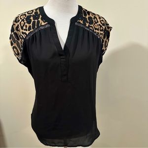Black and Leopard Top/Blouse